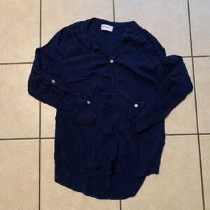 Allen Allen Women's Small Blue Long Sleeve Casual Dress Shirt